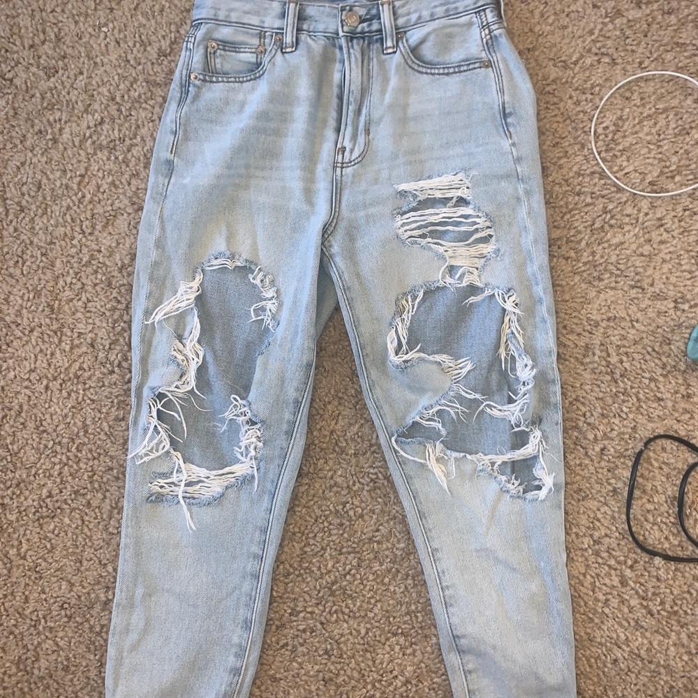 AE ripped mom jeans